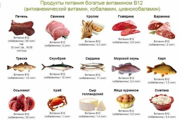 Витамин В 12 в продуктах